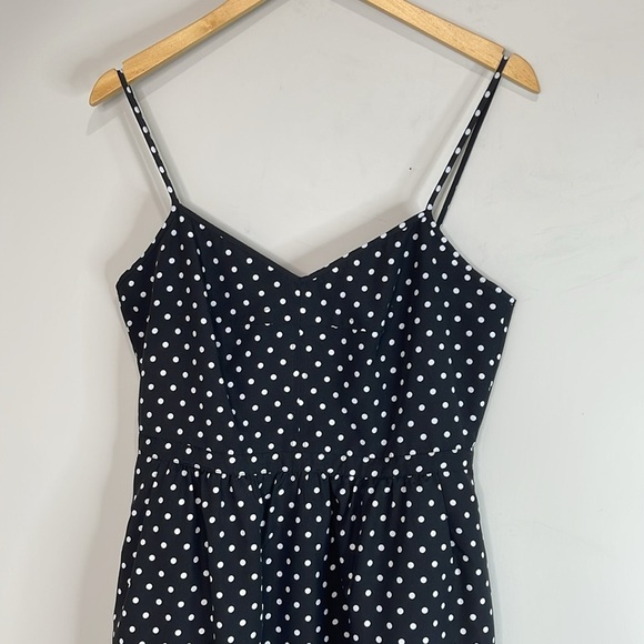 J. Crew Factory Polka Dots Black White Sun Dress Pockets Adjustable Straps 6 - Picture 4 of 14